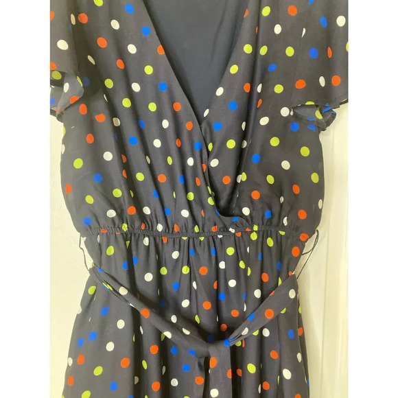 Modcloth fits of bliss short sleeve navy polka dot dress sz M - Picture 6 of 12
